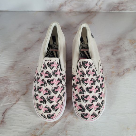 Vision Street '80s Pink Black Tattoo HYPNO HEART Slip-On Skater Canvas Shoes - Picture 3 of 10